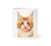 Spomo Orange Tabby Cat Mug - Realistic Portrait Coffee Mug, Gift for Animal Lovers in The UK