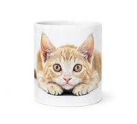Spomo Orange Tabby Kitten Mug - Realistic Photography, Warm Tones - Gift for Cat Lovers and Pet Enthusiasts in The UK