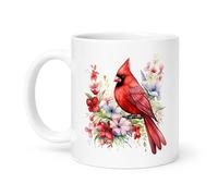 Spomo Red Cardinal Bird Mug with Floral - Gift for Nature Lovers in The UK