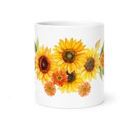 Spomo Sunflower Floral Mug - Warm Tones Coffee Mug, Gift for Nature Lovers in The UK