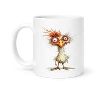 Spomo Whimsical Bird Surprised Wild Feathers Goofy Eyes Mug Funny Farm Creatures 11oz Ceramic Coffee Mug, 330ml