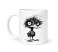 Spomo Whimsical Duck Big Eyes Wild Feathers Sketch Mug Funny Farm Creatures 11oz Ceramic Coffee Mug, 330ml