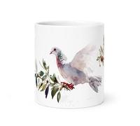 Spomo White Dove and Olive Branch Mug - Gift for Bird Lovers and Art Enthusiasts, Coffee Mug, for Nature Lovers in The UK