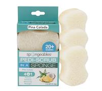 Spongables Pedi Scrub Foot Exfoliating 20+ Wash Sponge, Pina Colada, 3 Count