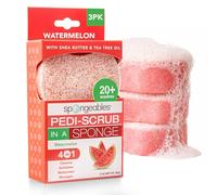 Spongables Pedi Scrub Foot Exfoliating 20+ Wash Sponge, Watermelon, 3 Count