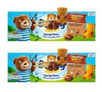 Sponge Bears with Chocolate Centre, 5 Pack Individually Wrapped Soft Baked Cakes, No Artificial Colours or Preservatives, 99 Kcal Per Bear, Pack Of 2