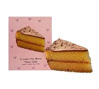 Sponge cake Shaped Greeting Card, Love Card, for Him Her, Cute Birthday Card Gifts for Boyfriend Girlfriend, Lovely Love Greeting Card for Husband Wife, I love you more than Cake Greeting Card