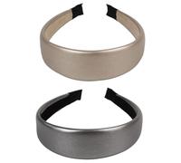 Sponge Headband 2pcs Wide-brimmed Pu Leather Vintage Hair Hoop | Non-slip Hair Bands for Women, Golden Silver Finish, Graduation Period Gift Choice for Fancy Ball Christmas