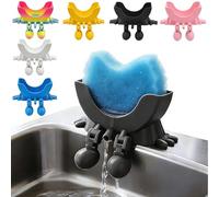 Sponge Holder for Kitchen Sink 3D Printed Sponge Holder Universal Fast Drying Drainage Bathroom Countertop Organizer Kitchen Sink Accessories Organizer Storage Utility Declutter Gadgets (Black)