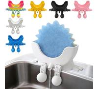 Sponge Holder for Kitchen Sink 3D Printed Sponge Holder Universal Fast Drying Drainage Bathroom Countertop Organizer Kitchen Sink Accessories Organizer Storage Utility Declutter Gadgets (White)