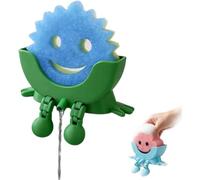 Sponge Holder for Scrub Daddy, 3D Printed Peeing Caddy with Legs, Universal Fast Drying Drainage Bathroom Countertop Organizer, Funny Drainage Hole for Kitchen Sink (Green)