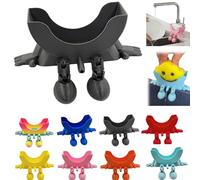 Sponge Holder for Scrub with Drainage, 3D Cute Hanging Smiley Sponge Holder with Drainage, Keeps Your Sponge Dry & Smiling Funny Stand for Kitchen Sink for Daddy & Mummy (Black, 1 PCS)