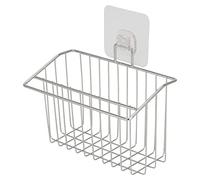 Sponge Holder Sink Caddy Kitchen Brush Soap Dishwashing Liquid Drainer Rack Stainless Steel Wall Mounted Hanging Sink Drain Basket Sponge Soap Holder Rack Drying Rack Mat Silicone (Silver, One Size)
