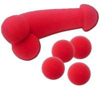 Sponge Male-Member + 4 Pcs Red Sponge Balls ~ Magic Tricks for Magicians Street Close up Illusion Mentalism Gimmick Props ~ Willy Ding Dong X-Rated Close up Magic Trick