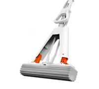 Sponge Mop Absorbs Water And Squeezes By Folding The Glue Cotton In Half