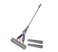 Sponge Mop | Self-Wring-ing Floor Mop | PVA Sponge Squeeze Roller Mop | Floor Cleaner with Telescopic Handle for Hardwood Laminated Floors Bedroom Kitchen Bathroom with 2 Sponge Head Refills