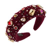 Sponge Padded Headband Knitted Flannel Wrapped Wide Hair Hoop Geometric Glass Drill Jewelry Party Bandana