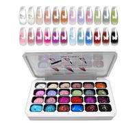 Sponge Pat Painting Gel - Twenty Four Shade Manicure Collection, Vibrant Artistic Nail Decoration Formula, Portable Beauty Palette Set | DIY Practice Travel Dormitory Mothers Wives Ladies Creative Sty