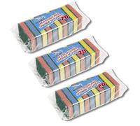 Sponge Scourers Multipack - Washing Up Sponge for Kitchen and Bathroom 20pack x 3 (Total 60 Scourers) by Great British Home - Kitchen Dishwashing Sponge in Bulk