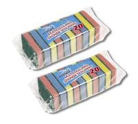 Sponge Scourers Multipack Washing Up Sponge for Kitchen & Bathroom Scourers 20 pack x 2 (Total 40 Scourers) by Great British Home - Kitchen Dishwashing Sponge in Bulk