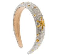 Sponge Temperament Hair Accessories Six-Pointed Star Inlaid Diamond Baby'S Breath Headband Headband Women, Rhinestone Gold