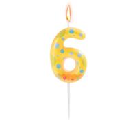 Sponge-Themed Number Birthday Candle, Cute Yellow Dot Print Cartoon Cake Topper Number Candle for Kids Party Boys & Girls Birthday Decorations Supplies (6)