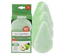 Spongeables Anti-Cellulite Body Wash in a Sponge, Reduce The Appearance of Cellulite Moisturizer and Exfoliator for The Body, Apple,(Pack of 3)