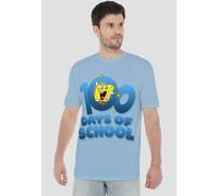 Spongebob 100 Days of School Adult T-Shirt, Light Blue | Size: Large Spongebob Blue L