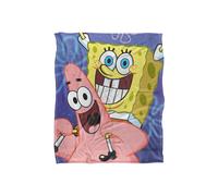 Spongebob and Patrick Cropped Silky Touch Super Soft Throw Blanket 152 X 127 cm in White Spongebob White 152 X 127 cm