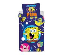 SpongeBob SquarePants Cot Size Bedlinen Set 100x135cm + Pillowcase 40x60cm, 100% Cotton | SpongeBob Bedding for Kids | Reversible Junior Bedding Set for Toddlers & Preschoolers | Fun SpongeBob Bedding