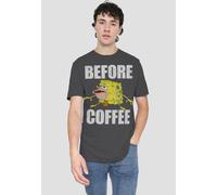 Spongebob Before Coffee Meme-Adult Heather, Black in Charcoal | Size: Medium Spongebob Charcoal M