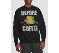 Spongebob Before Coffee Meme Crew Sweatshirt, Black | Size: Small Spongebob Black S