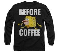 Spongebob Before Coffee Meme Mens Long Sleeve T Shirt, Black, Medium