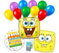 Spongebob Birthday Balloon Set - Bundle with 2 Decorative Foil Balloons Plus Stickers, More | Spongebob Squarepants Balloon Decorations for Parties