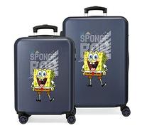 SpongeBob Bob Party Blue Luggage Set 55/68 cm Rigid ABS Combination lock 4 Wheels Hand Luggage