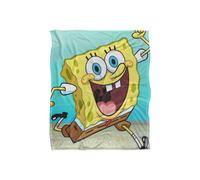 Spongebob Character Cropped Silky Touch Super Soft Throw Blanket 152 X 127 cm in White Spongebob White 152 X 127 cm