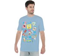 Spongebob Character Faces Unisex T Shirt, Light Blue, Small