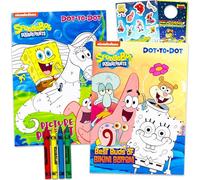 Spongebob Dot to Dot Coloring Book Set - Bundle with 2 Spongebob Connect The Dot Coloring Books Plus Stickers, Crayons, More | Spongebob Squarepants Activity Book