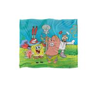 Spongebob Group Scene Silky Touch Super Soft Throw Blanket 152 X 127 cm in White Spongebob White 152 X 127 cm