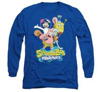 Spongebob Group Shot Mens Long Sleeve T Shirt, Royal Blue, Large