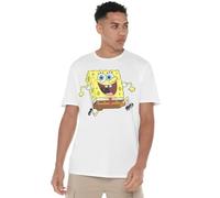 Spongebob Happy Running Unisex T Shirt, White, XXXX-Large