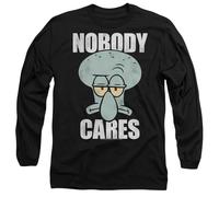 Spongebob Nobody Cares Meme Mens Long Sleeve T Shirt, Black, X-Large