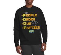 Spongebob People Order Our Patties Crew Sweatshirt, Black, Medium