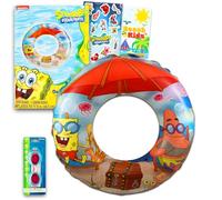 Spongebob Pool Party Toy Set for Kids - Bundle with Inflatable Swim Ring, Swimming Goggles, Stickers and More | Spongebob Squarepants Pool Toys for Girls, Boys Summer Parties