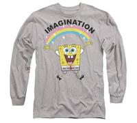 Spongebob Simple Imagination Mens Long Sleeve T Shirt, Athletic Heather, Medium