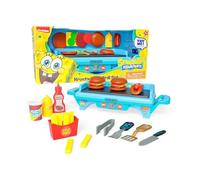 SpongeBob Square Pants Toys - Krusty Krab Toy Grill Set, Kids BBQ Playset, Play Kitchen Accessories - Interactive Toy, Pretend Burgers, Kelp Fries, Krusty Shake for Toddler Cooking - Spongebob Toys