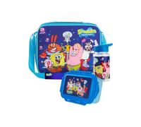 SpongeBob SquarePants 3 Piece Lunch Bag With Strap Set School Picnic Holiday Travel in Blue Spongebob Squarepants Blue