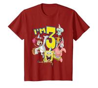 Spongebob Squarepants 3rd Birthday Today I'm 3 T-Shirt, Youth, Cranberry Red, 2T