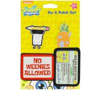 Spongebob Squarepants 4-Piece Pin and Patch Set, Embroidered Applique for Clothes, Dress, Hats, Jeans, Multi