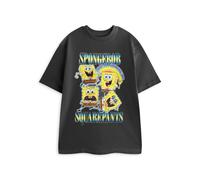 SpongeBob SquarePants Adult Short Sleeved T-Shirt (Black) in Black | Size: Medium Spongebob Squarepants Black M